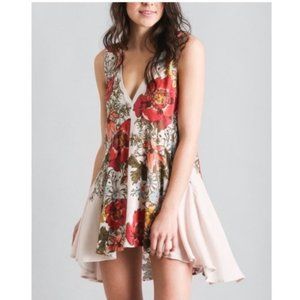 FREE PEOPLE Backyard Party Floral Tunic Mini Dress  SZ S